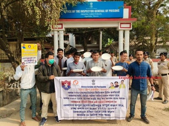 Tripura Unemployed Youth Protested with Plates in Their Hands ; A Symbolic Gesture of Educated Generation's Jobless Situation Tripura Unemployed Youth Protested with Plates in Their Hands ; A Symbolic Gesture of Educated Generation's Jobless Situation